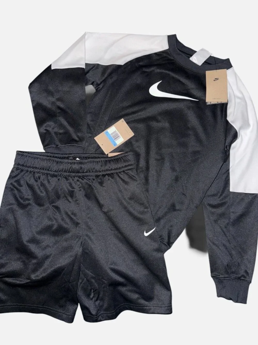 Nike Sportswear Big Kids' Tracksuit Shorts Set Black/White Medium NWT